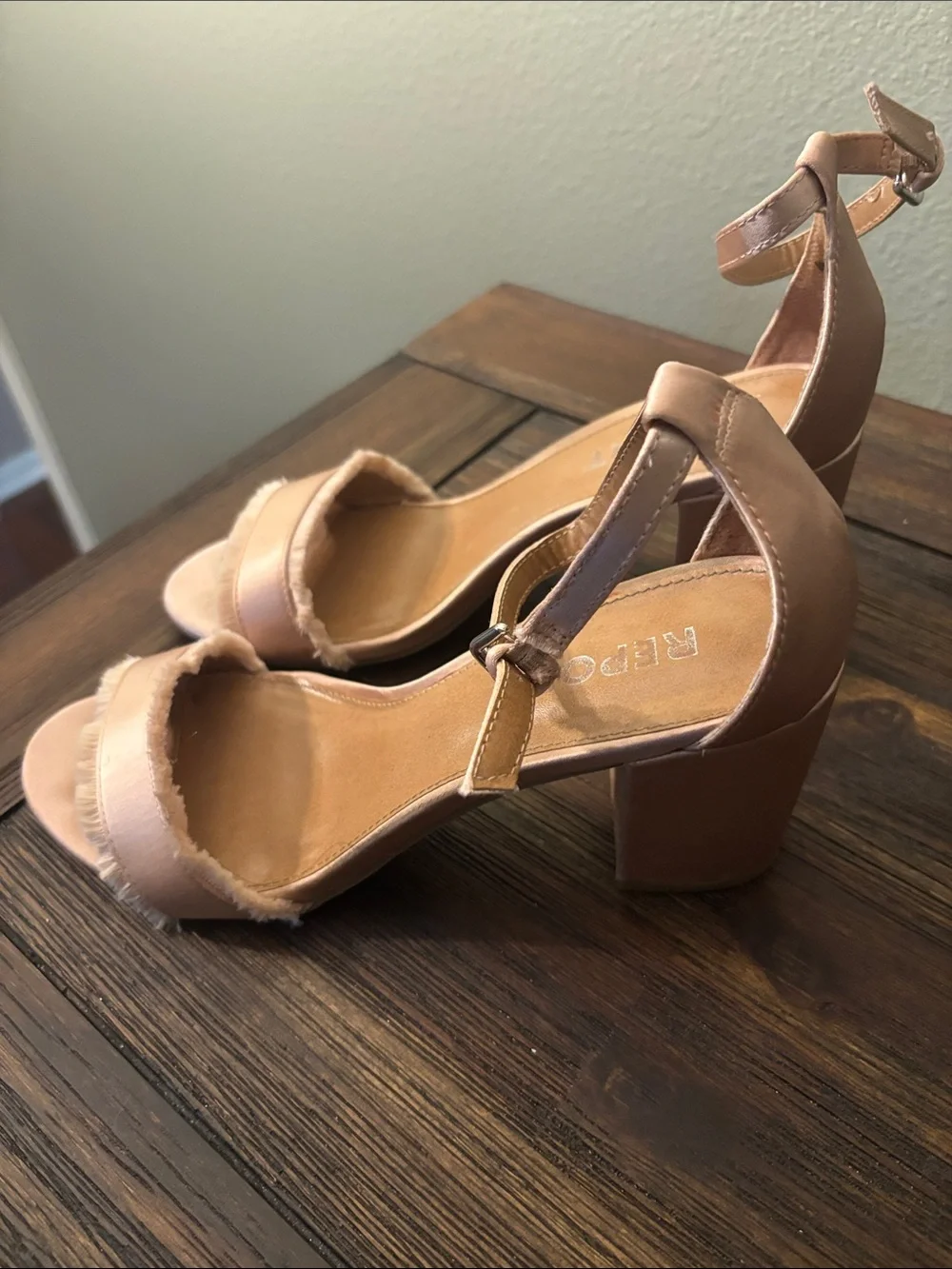 Report Blush Pink Block Heel Sandals with Ankle Strap